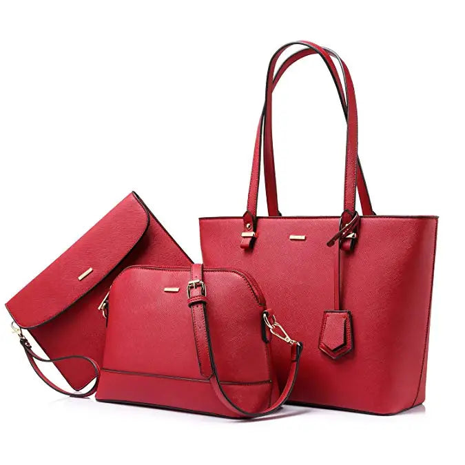 LOVEVOOK 2023 Designer PU Leather Ladies Shoulder Hand bag 3 pcs Luxury Purse and Handbags Set Large Cute Women Tote Bags-meg BEST buys