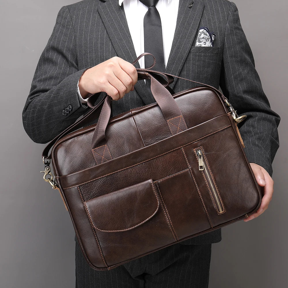 OEM ODM Custom 1116 men oil leather briefcase laptop bags famous brand genuine leather men's handbag briefcase-meg BEST buys