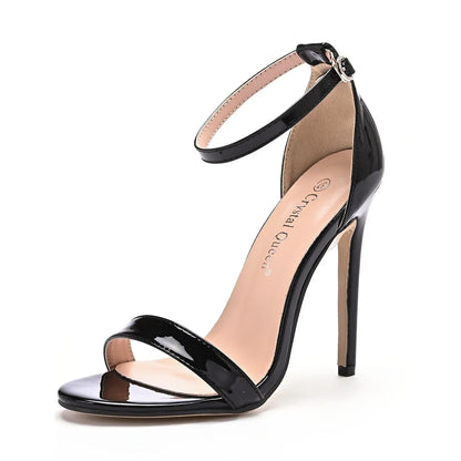 Summer Sexy Ladies Patent Leather High Heels Stilettos Women Fish-mouth Ankle Buckle Pumps Sandals-meg BEST buys