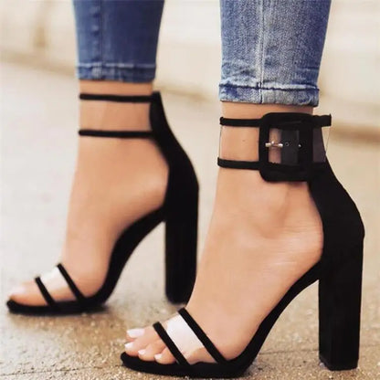 Women Elegant Design Open Toe Sandal Hollow Out Chunky High Heels Shoes Elegant-meg BEST buys