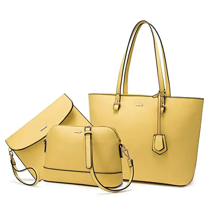 LOVEVOOK 2023 Designer PU Leather Ladies Shoulder Hand bag 3 pcs Luxury Purse and Handbags Set Large Cute Women Tote Bags-meg BEST buys