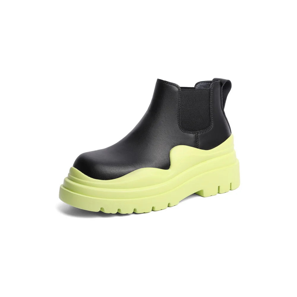 Fashion Solid 2021 Thick Soled Waterproof Leather Chelsea Boots Woman Chelsea Boot-meg BEST buys
