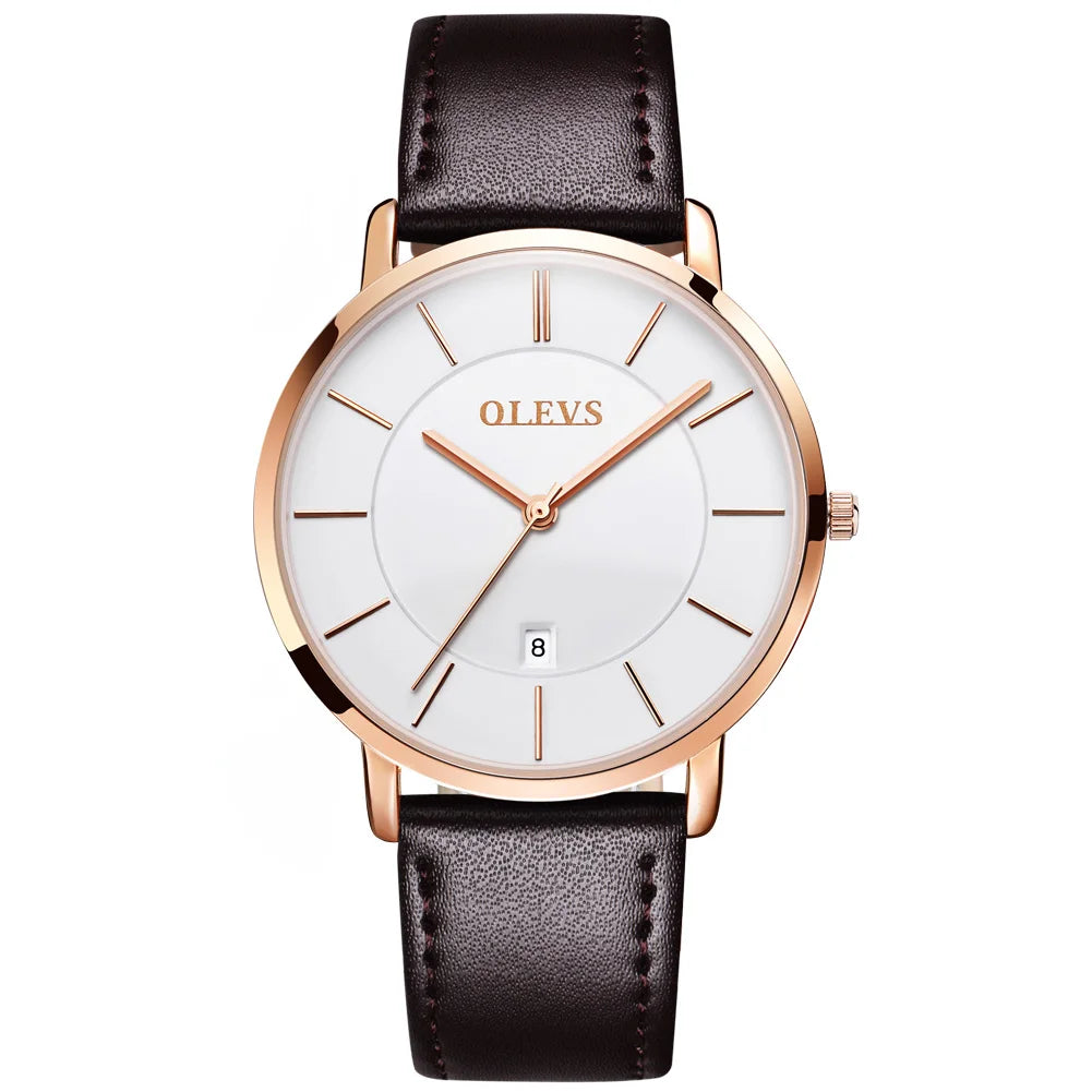 Cheap OLEVS 5869 Men Sport Quartz Watch MinimalistWatches Week And Date Chronograph Watch Fashion Leather Strap Watch For Boy-meg BEST buys