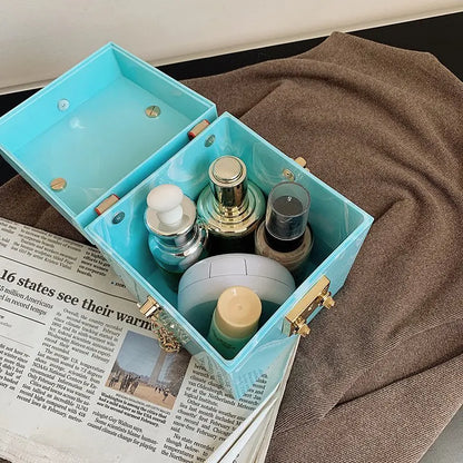 Drop Shipping Retro dinner box patent leather bag female mini pearl portable cosmetic bag casual box handbag tide shoulder bag-meg BEST buys