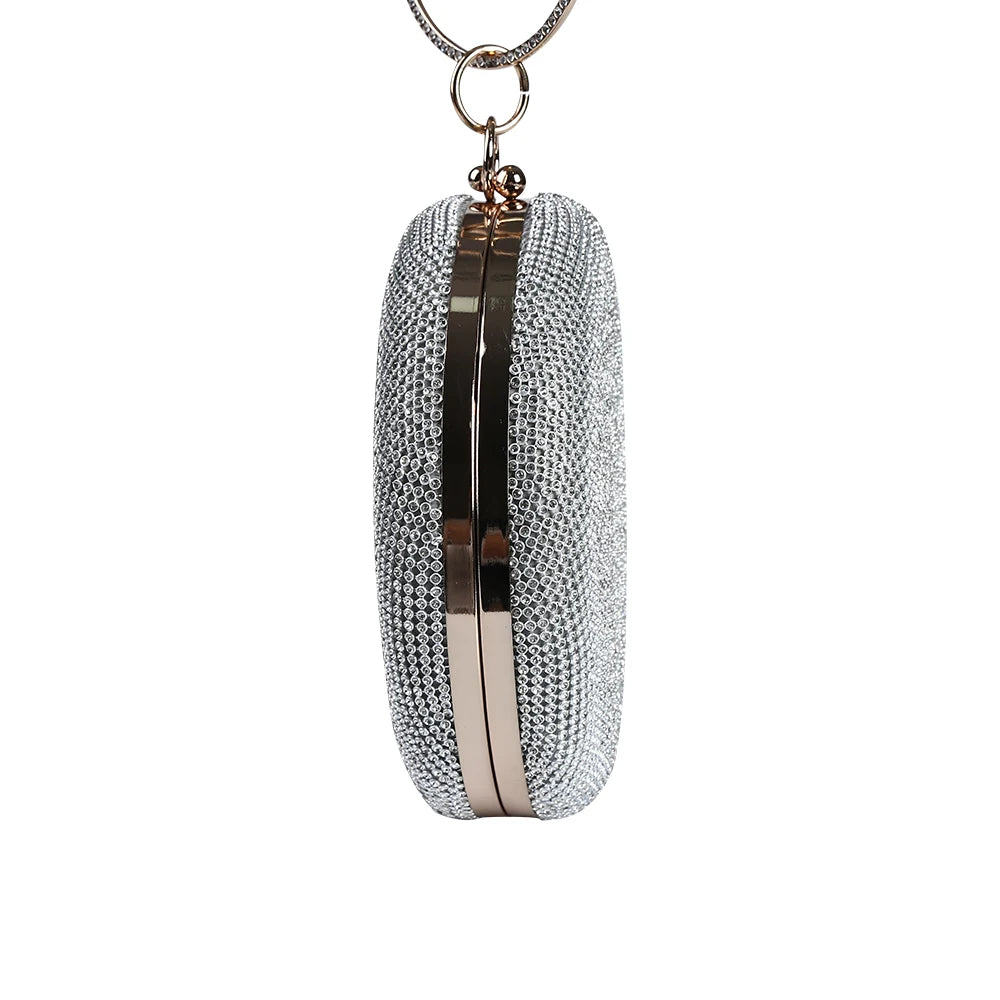 Wholesale Handmade Pretty crystal Evening Bag Round Shape Clutch With Round Metal Handle For Wedding Banquet Party-meg BEST buys