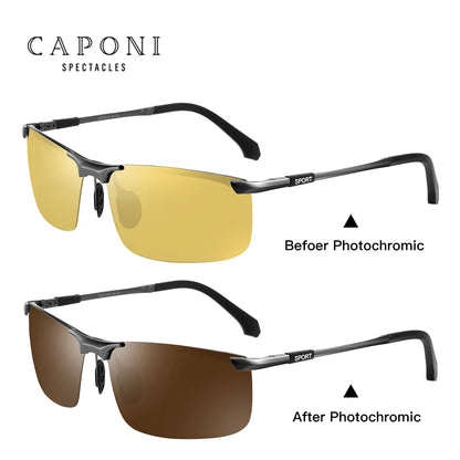 CAPONI Night Vision Sunglasses Polarized Photochromic Sun Glasses For Men UV Protect Yellow Driving Sports Glasses BSYS3066-meg BEST buys