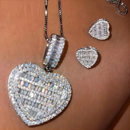 Custom Made Photo Heart Medallions Necklace hip hop iced out bling 5A tennis chain Photo Frame pendant-meg BEST buys