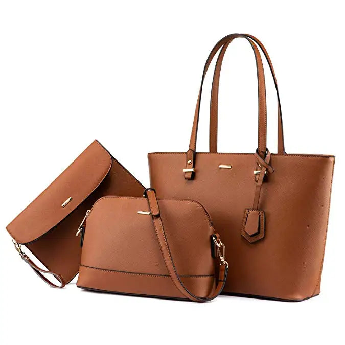 LOVEVOOK 2023 Designer PU Leather Ladies Shoulder Hand bag 3 pcs Luxury Purse and Handbags Set Large Cute Women Tote Bags-meg BEST buys