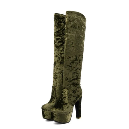 2021 New Trend Plus Size Quality Warm Premium Golden Velvet Knee High Women Boots-meg BEST buys