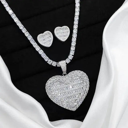 Custom Made Photo Heart Medallions Necklace hip hop iced out bling 5A tennis chain Photo Frame pendant-meg BEST buys