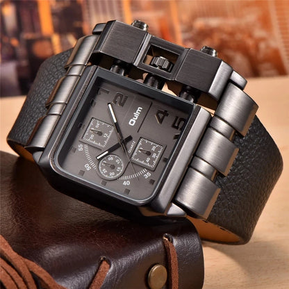 Oulm 3364 Men Luxury Quartz Watches Relojes Montre Homme Rectangle New Style Fashion Leather Band Sport Wrist Watch For Japan-meg BEST buys