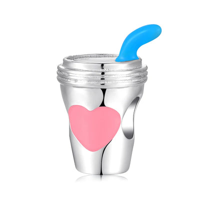 Real 925 Sterling Silver Bright red CZ wine cup fine Beads Fit Charms Bracelets Jewelry making fashion Woman charm custom logo-meg BEST buys