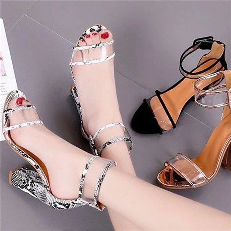 Women Elegant Design Open Toe Sandal Hollow Out Chunky High Heels Shoes Elegant-meg BEST buys