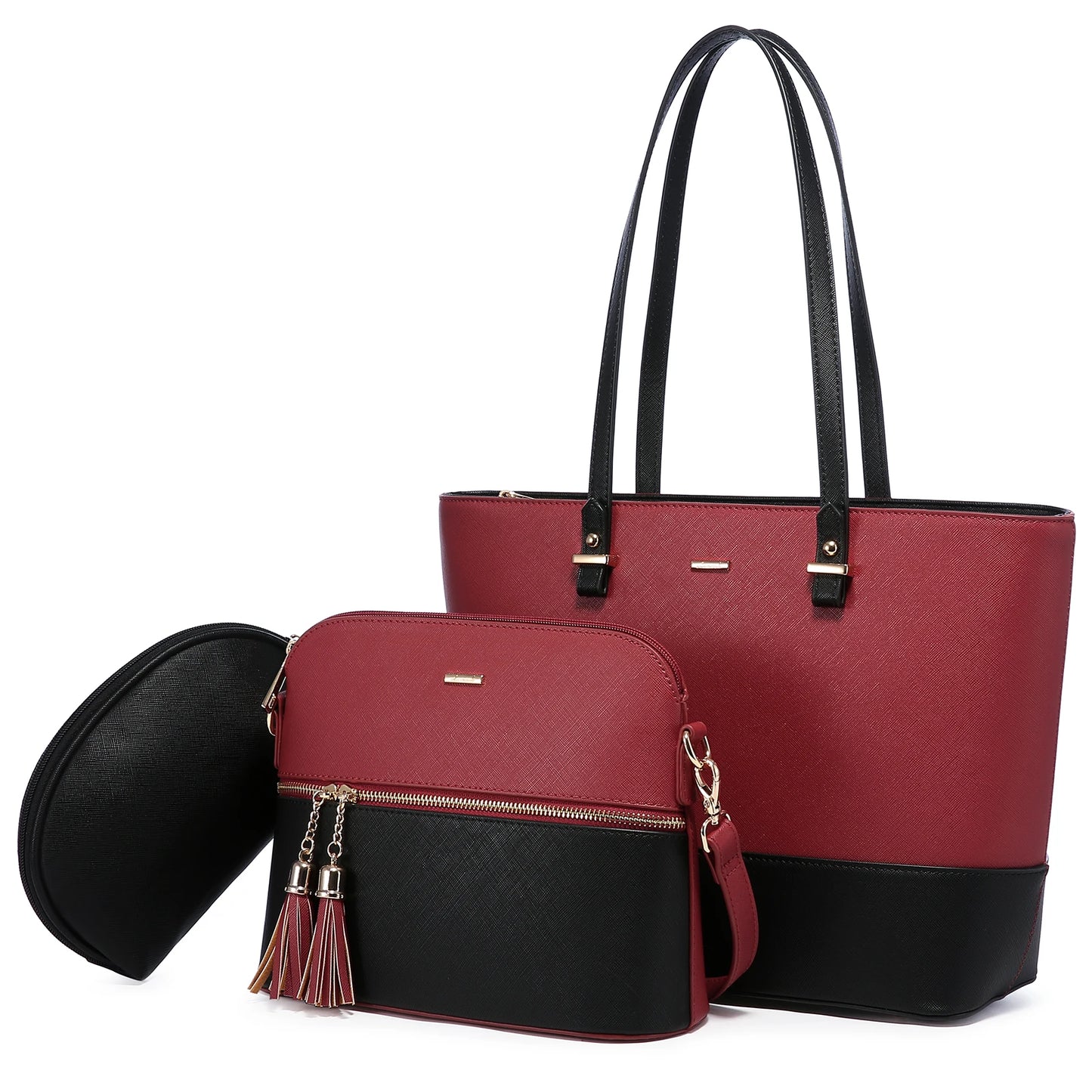 LOVEVOOK 2023 Designer PU Leather Ladies Shoulder Hand bag 3 pcs Luxury Purse and Handbags Set Large Cute Women Tote Bags-meg BEST buys