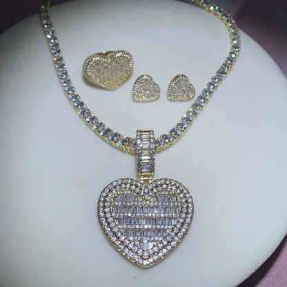 Custom Made Photo Heart Medallions Necklace hip hop iced out bling 5A tennis chain Photo Frame pendant-meg BEST buys