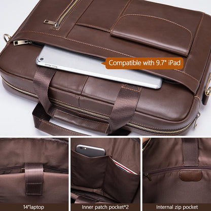 OEM ODM Custom 1116 men oil leather briefcase laptop bags famous brand genuine leather men's handbag briefcase-meg BEST buys