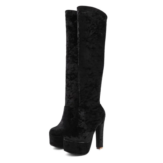 2021 New Trend Plus Size Quality Warm Premium Golden Velvet Knee High Women Boots-meg BEST buys