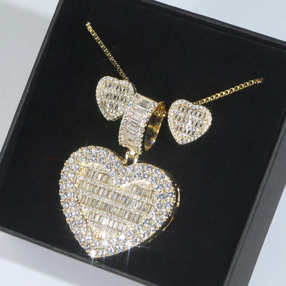Custom Made Photo Heart Medallions Necklace hip hop iced out bling 5A tennis chain Photo Frame pendant-meg BEST buys