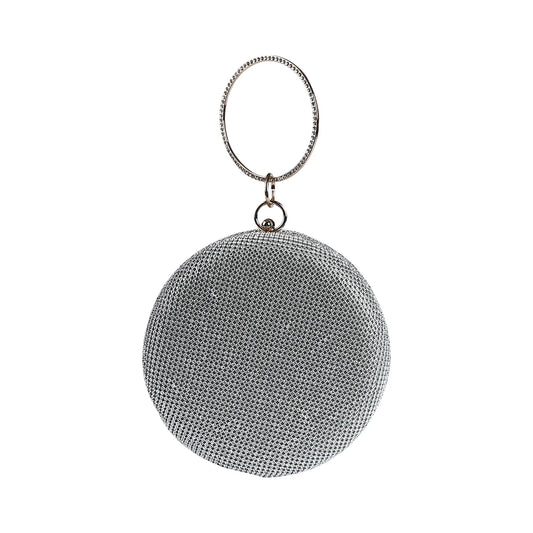 Wholesale Handmade Pretty crystal Evening Bag Round Shape Clutch With Round Metal Handle For Wedding Banquet Party-meg BEST buys