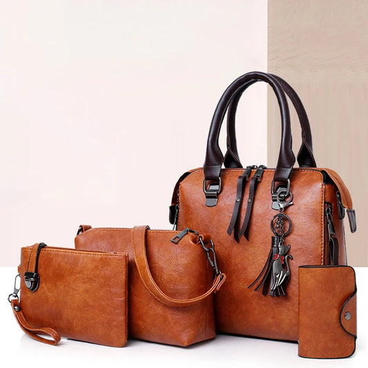 Hot Selling Luxury Women Bag Handbags PU Leather Handbag Lady 4 Pieces One Set Shoulder Bags Designer Tote Bag-meg BEST buys