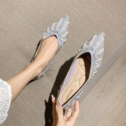 Hot Selling Large Size Rhinestone Luxury Pearl Slip on Loafers Office Lady Moccasins Sepatu 2022 Flat Shoes for Women-meg BEST buys