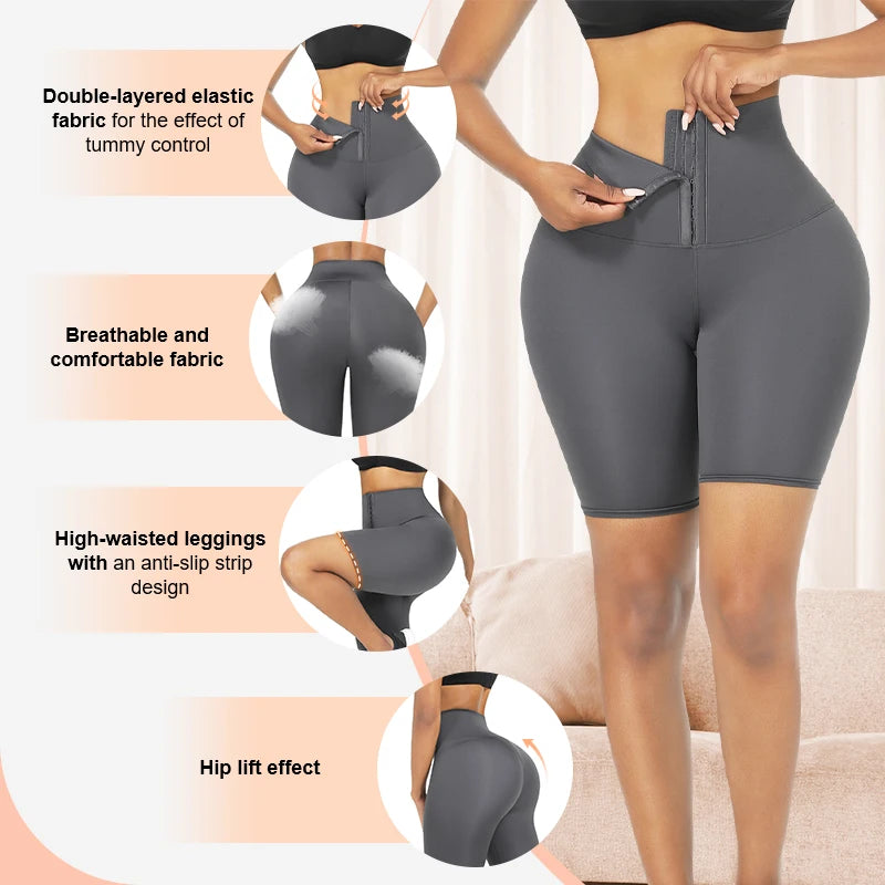HEXIN Custom Logo Summer New Listing Adjustable Hooks Waist Trimmer Trainer Leggings Butt Lifter Shorts For Women-meg BEST buys