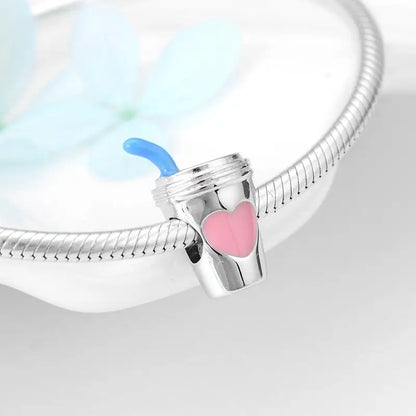 Real 925 Sterling Silver Bright red CZ wine cup fine Beads Fit Charms Bracelets Jewelry making fashion Woman charm custom logo-meg BEST buys