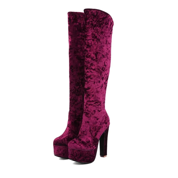 2021 New Trend Plus Size Quality Warm Premium Golden Velvet Knee High Women Boots-meg BEST buys