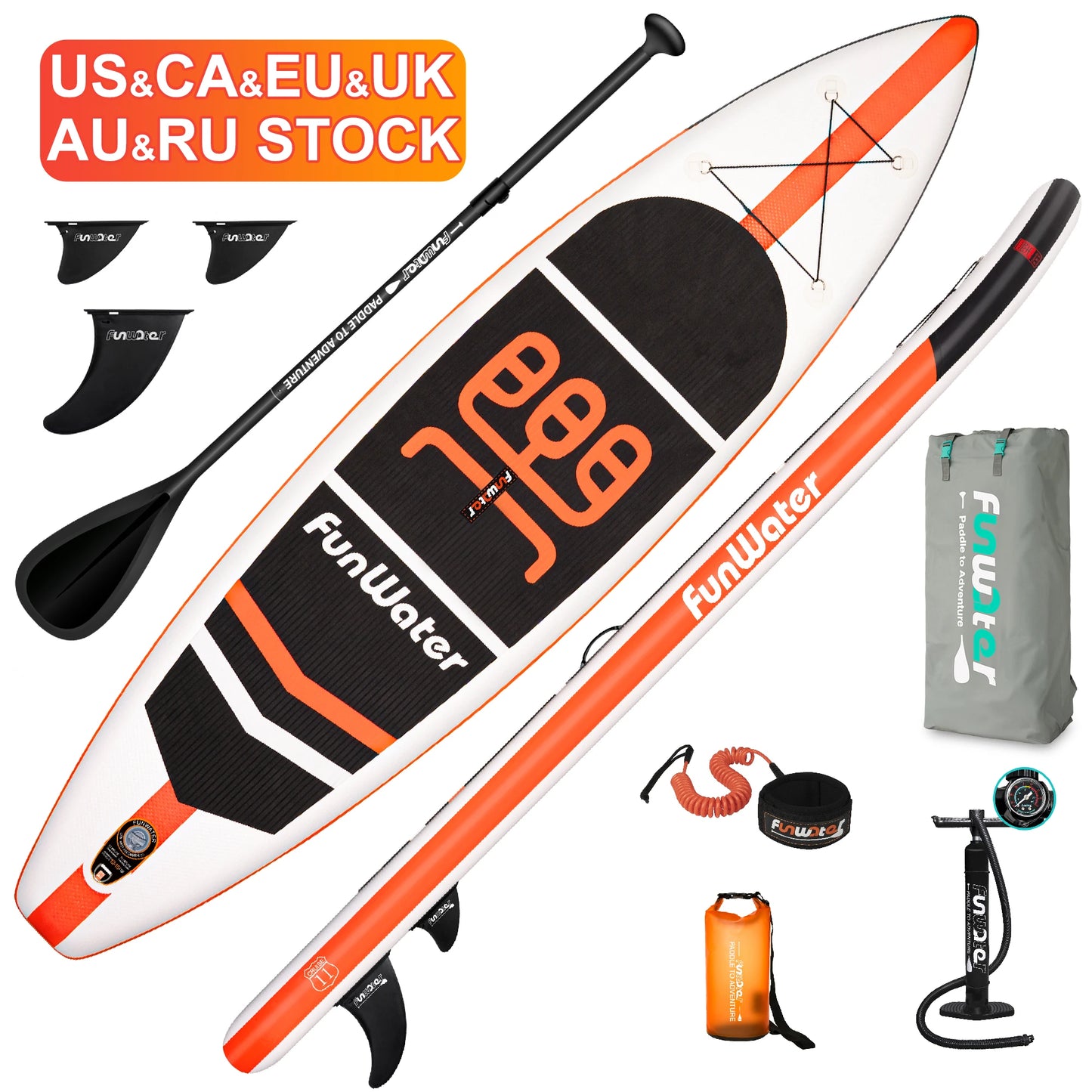 FUNWATER Dropshipping OEM 11' blue paddle surf inflatable stand up paddle pvc board wakeboard surfboard isup sup board surf sub-meg BEST buys