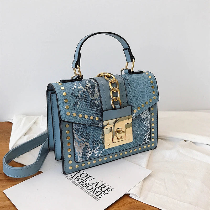 Wholesale fashion designer lock snakeskin pu leather ladies hand bag shoulder crossbody women custom purses and handbags-meg BEST buys