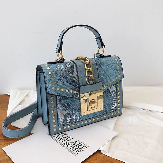 Wholesale fashion designer lock snakeskin pu leather ladies hand bag shoulder crossbody women custom purses and handbags-meg BEST buys